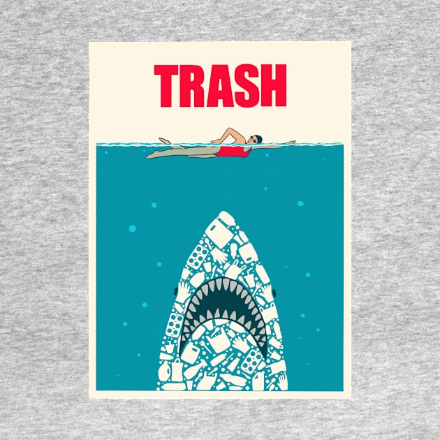 Shark trash ocean by coffeeman